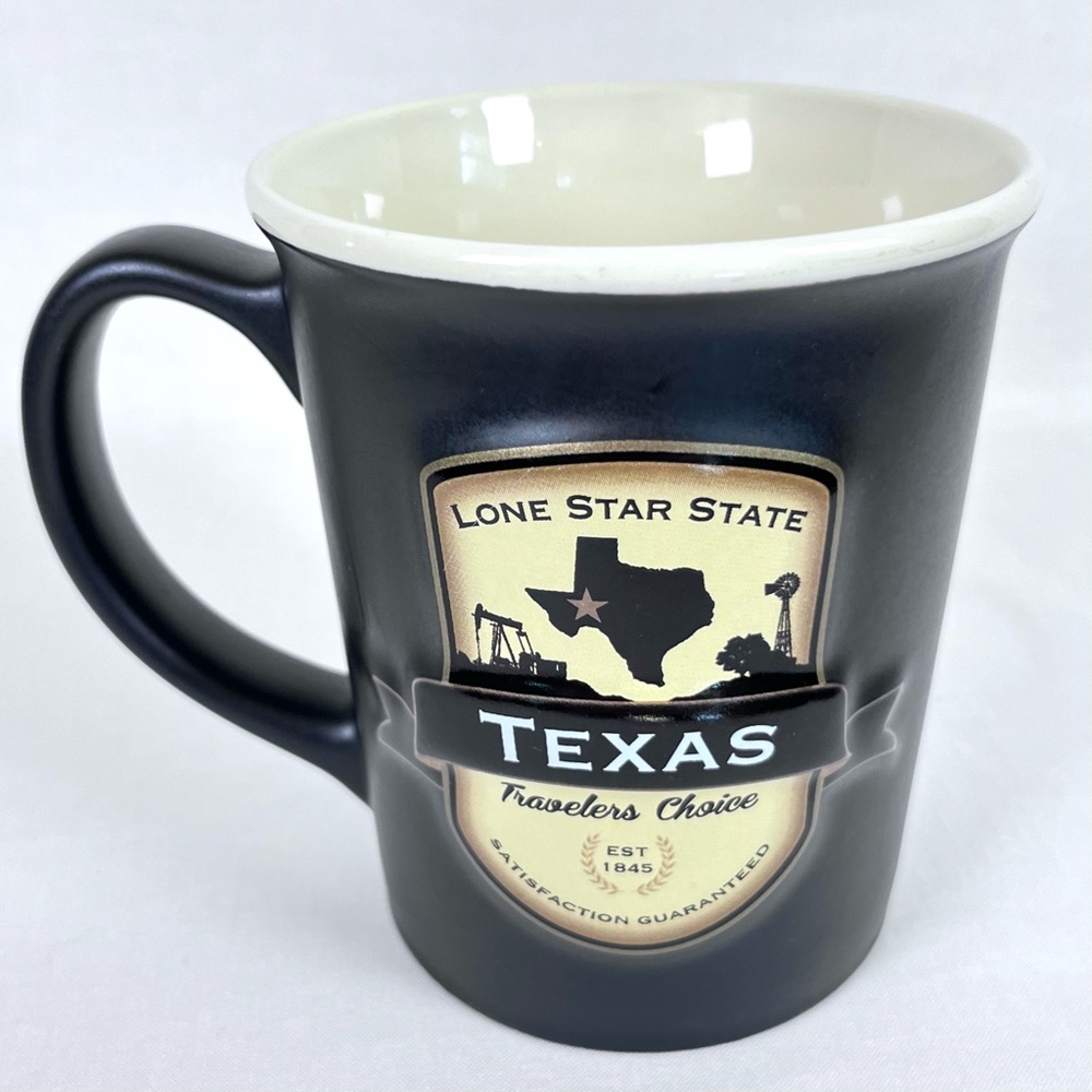 Americaware Texas Emblem Ceramic Coffee Tea Mug  20 ounces Cup, Dark brown